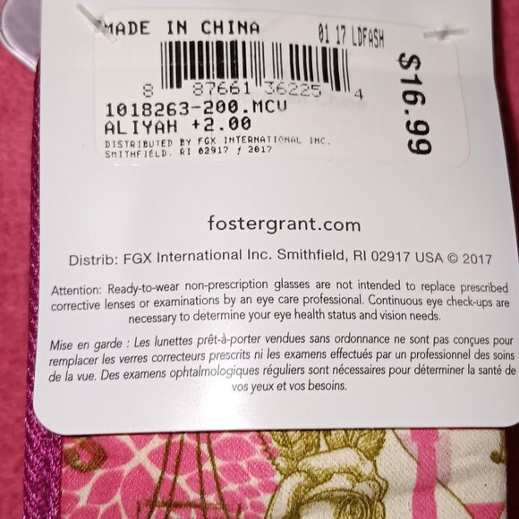 +2.00 Foster Grant Readers Pink New - Picture 4 of 8